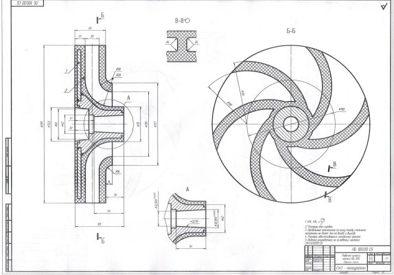 Чертеж рабочего колеса к насосу 100/31,5