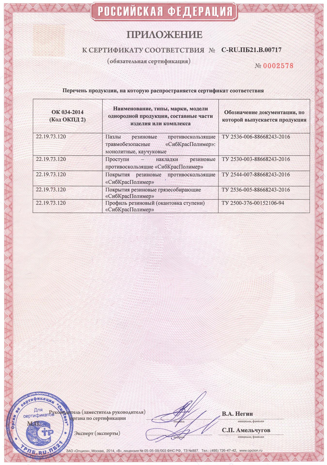 сертификат пожарный сибкрасполимер